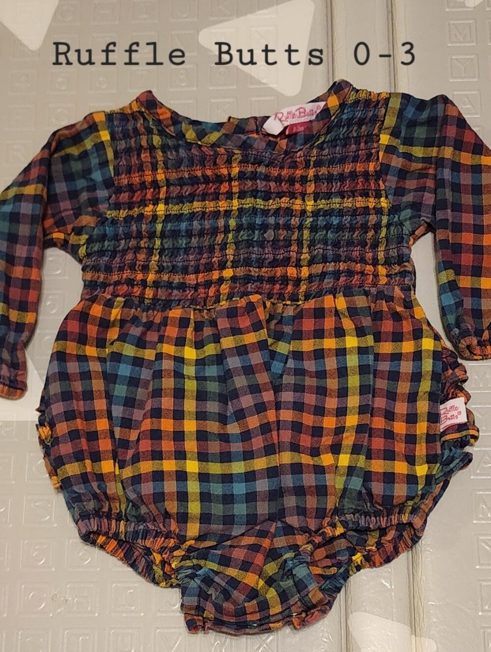 Ruffle Butts Plaid Smocked Romper 0-3 Months